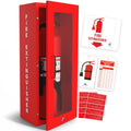 Avicenna Innovations Steel Fire Extinguisher Cabinet Red | Wall Mount Box with Quick-Access Magnetic Door | Turnkey Kit with 3D Sign, Tags & Seals | Fits 5-10lb Extinguishers (24.6" H x 10.6" W x 5.9" D)