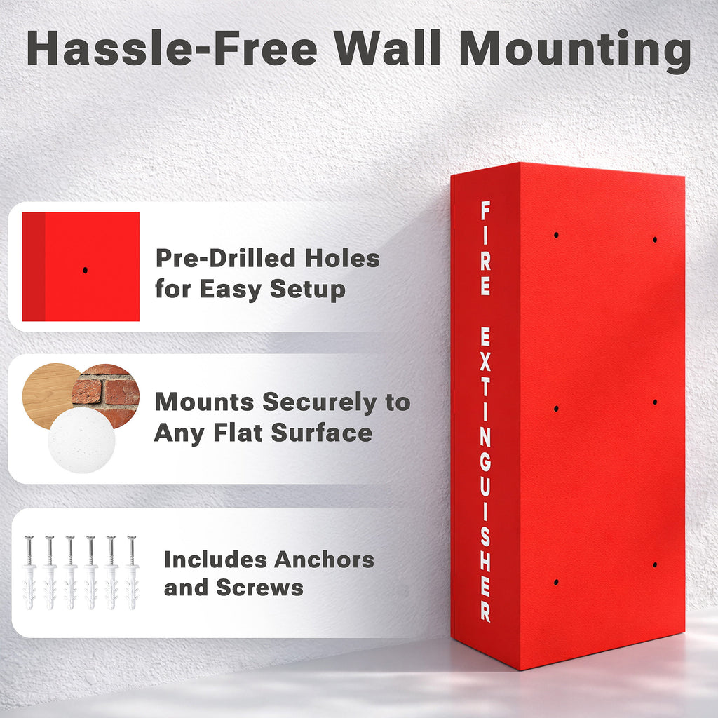 Avicenna Innovations Steel Fire Extinguisher Cabinet Red | Wall Mount Box with Quick-Access Magnetic Door | Turnkey Kit with 3D Sign, Tags & Seals | Fits 5-10lb Extinguishers (24.6" H x 10.6" W x 5.9" D)