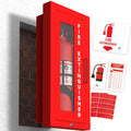 Avicenna Innovations Ready-to-Deploy Semi-Recessed Fire Extinguisher Cabinet Red | Heavy-Duty Steel Wall Mount Box | for 5-10 lb Extinguishers | Includes Signage, Seals & Tags | No Extra Purchases Required